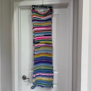 Colorful unique Striped Knit midi Dress / maxi skirt